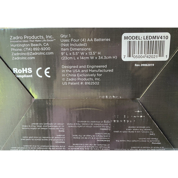 Zadro Round LED Variable Lighted Vanity Cordless 10X Beauty Make Up Mirror - Picture 11 of 12